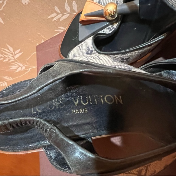 Louis Vuitton Blue Sling Back Shoe 👠 Wood Heel - Picture 8 of 8